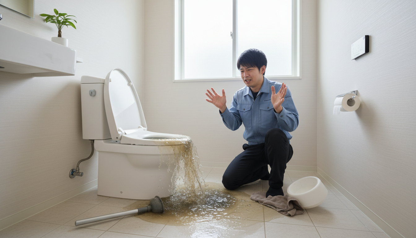 トイレつまりを悪化させないための応急処置と注意点に関する画像