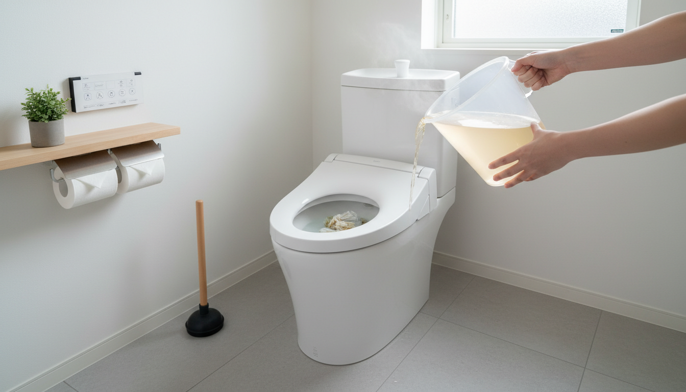 トイレットペーパーや排泄物による軽度のつまりに関する画像