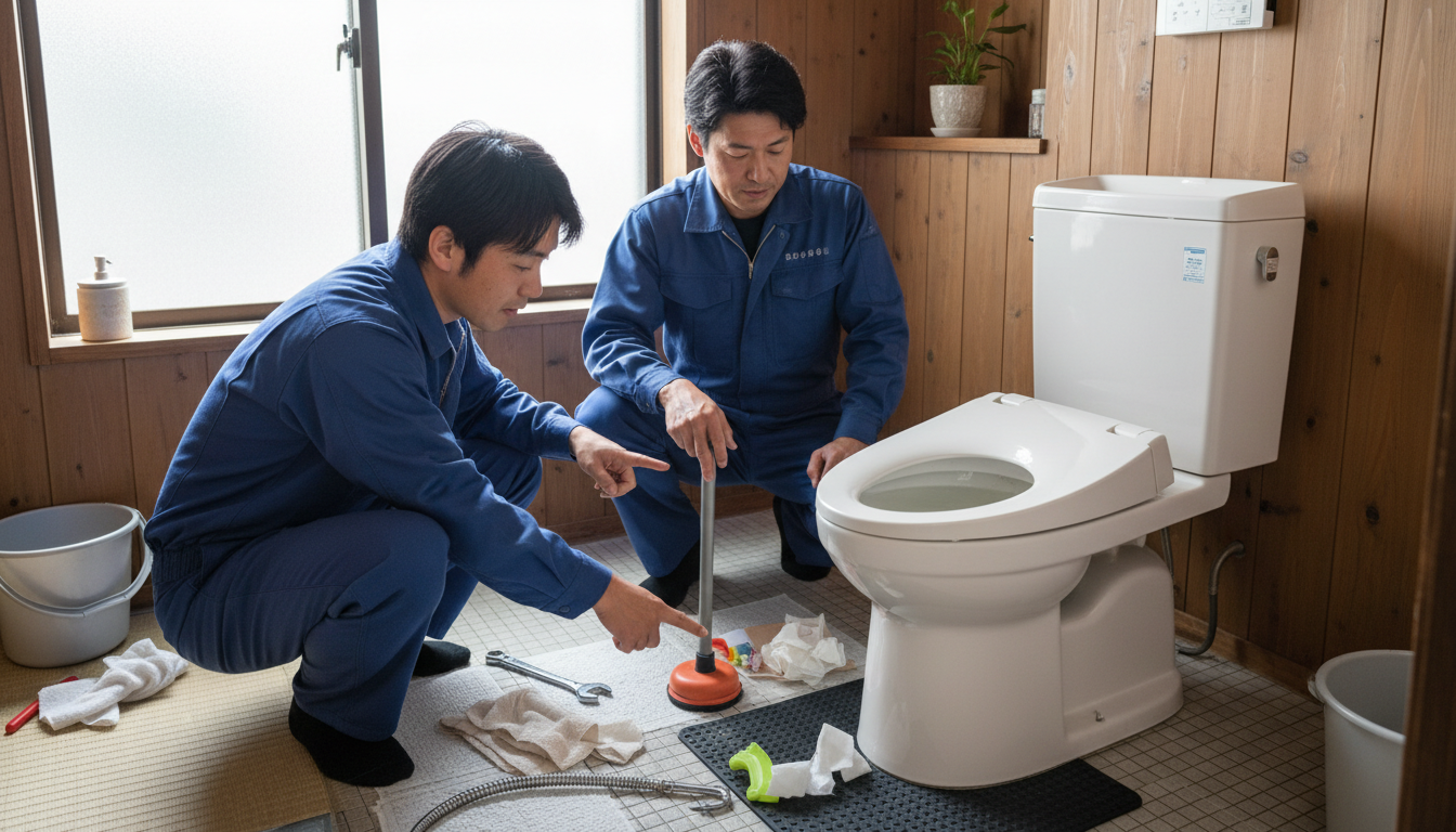 トイレつまりで水道業者を呼ぶ前に確認すべきことに関する画像
