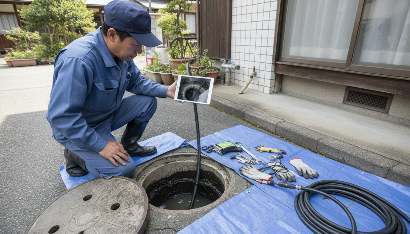 重度のつまり:排水管や排水桝の問題に関する画像