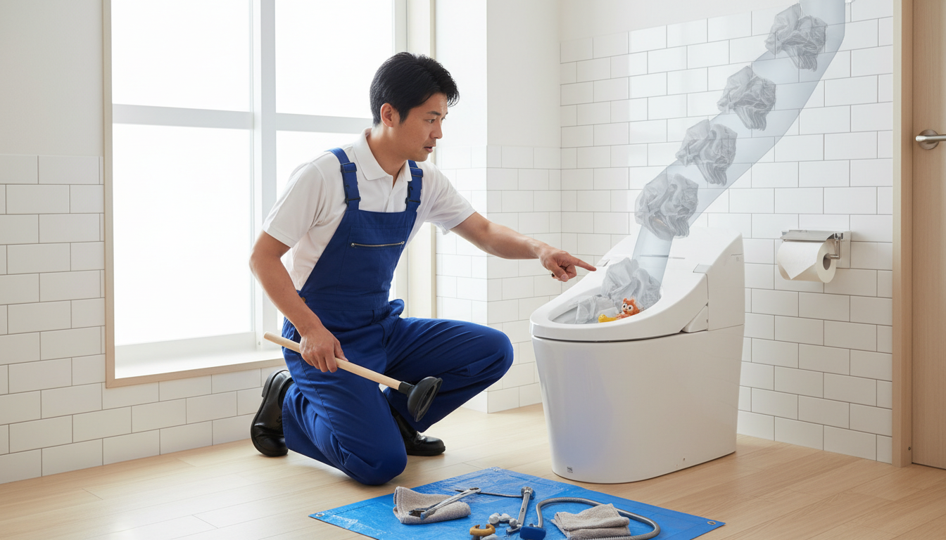 トイレつまりを引き起こす主な原因と予防策に関する画像