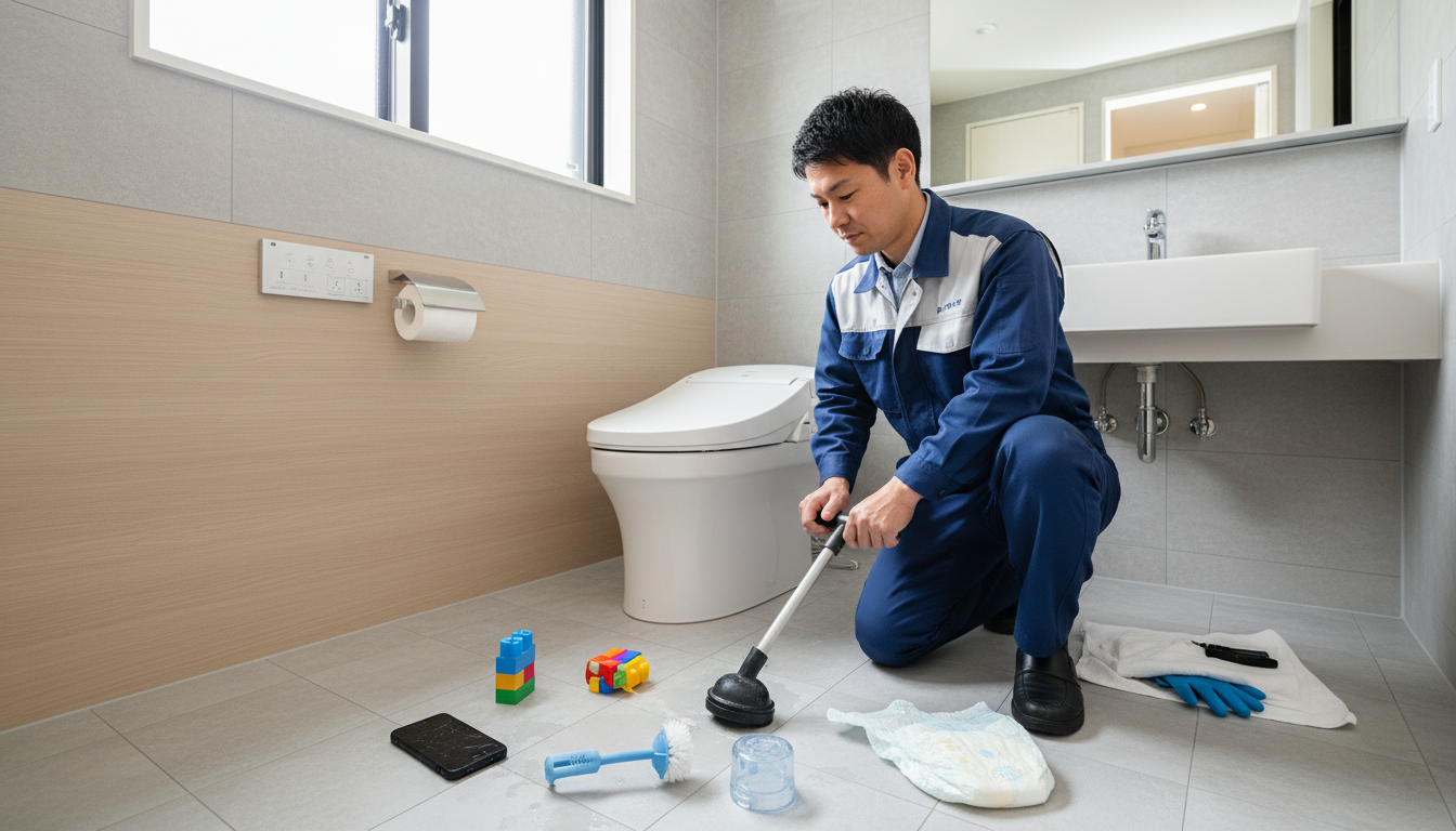 固形物のつまり（スマートフォン・おもちゃ・掃除用品など）に関する画像