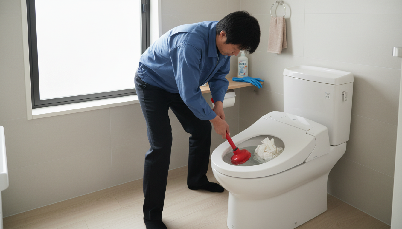 トイレつまりの主な原因と自分でできる応急処置に関する画像