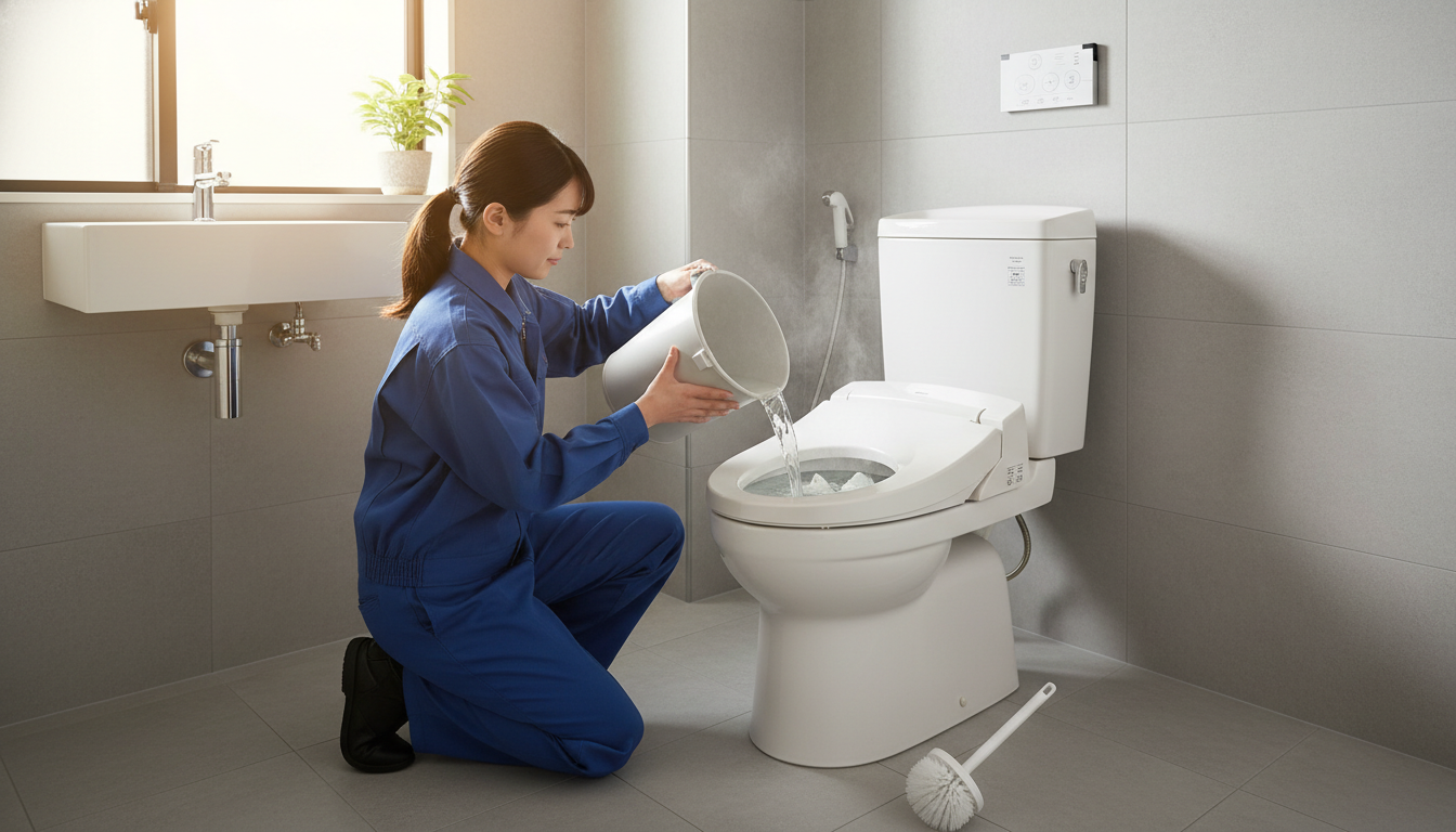 原因がトイレットペーパーの場合:お湯を使う方法に関する画像