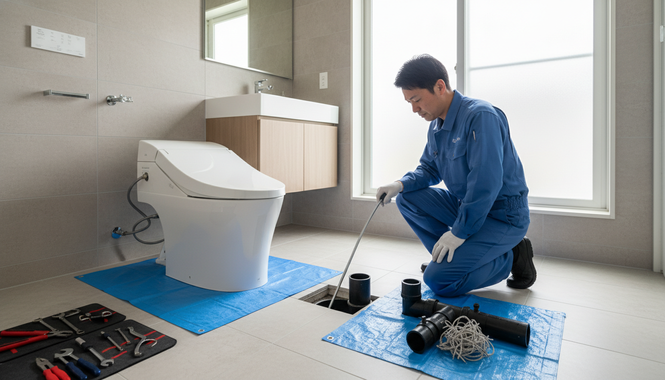 重度のつまり(便器の脱着が必要)に関する画像