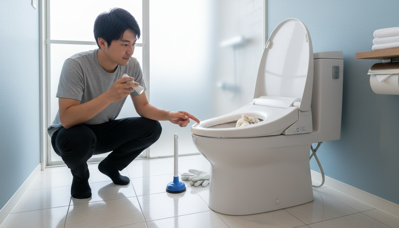 まずは落ち着いて確認!トイレつまりの主な原因に関する画像