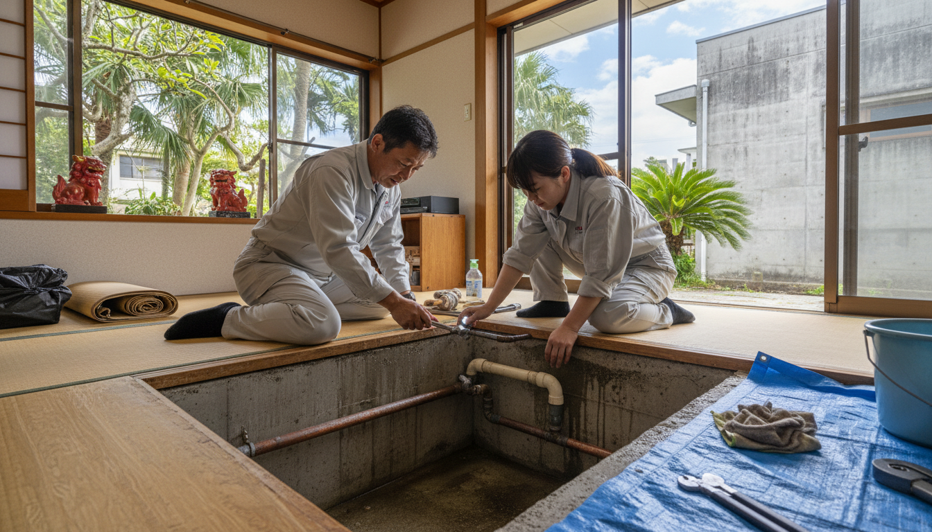 沖縄市の住宅事情とよくある水トラブルに関する画像