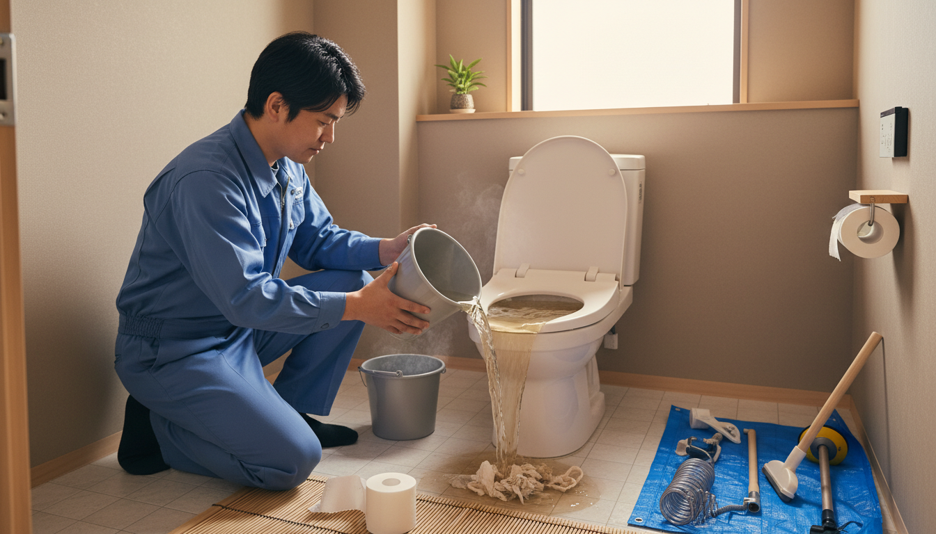 トイレットペーパーや排泄物など「水に溶けるもの」が原因の場合に関する画像